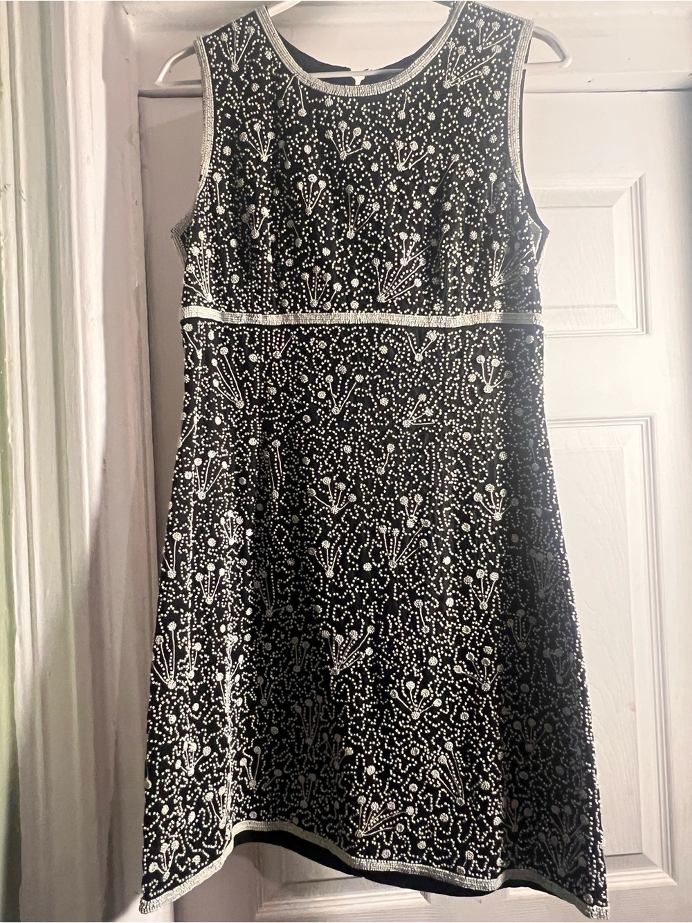 French Connection Black and White Embellished Sleeveless Mini Dress
